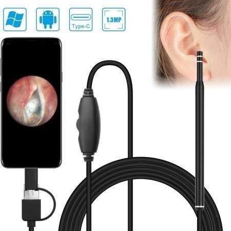 Genkent Ear Pick Cleaning Kit Ear Endoscope, Ear Wax Removal Tool, 3 In 1 Ear Scope, Black