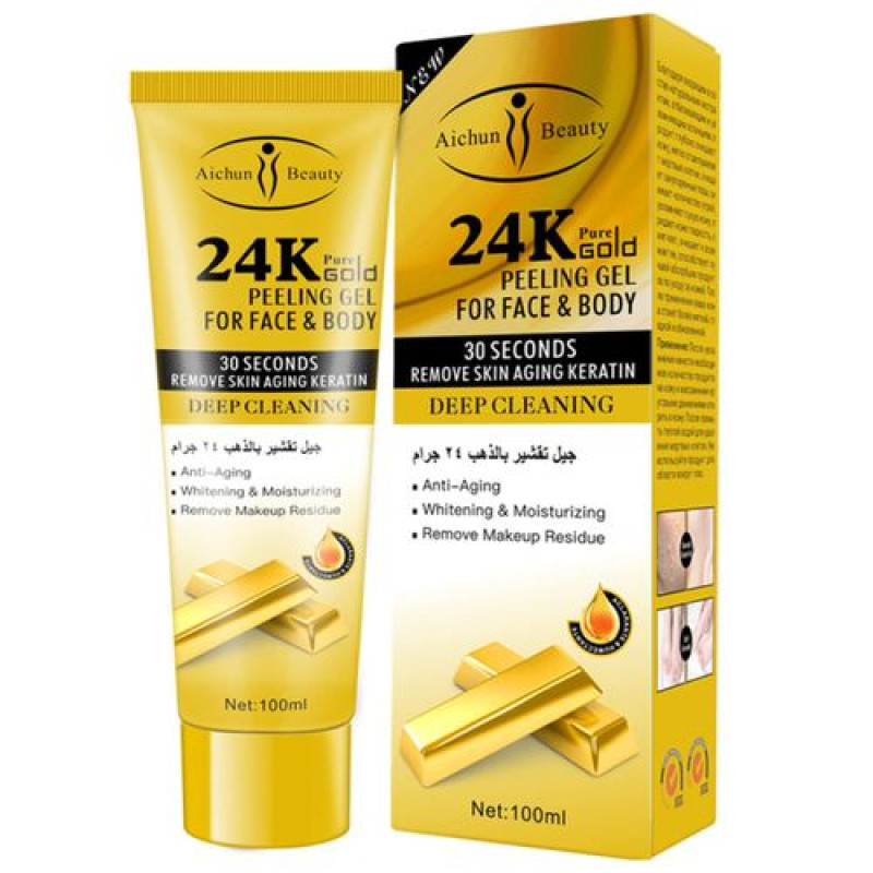 24k Pure Gold Peeling Gel For Face And Body Remove Skin Aging Keratin Deep Cleaning