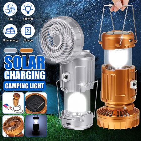 6 in 1 Portable Solar Charging Camping Light With Fan