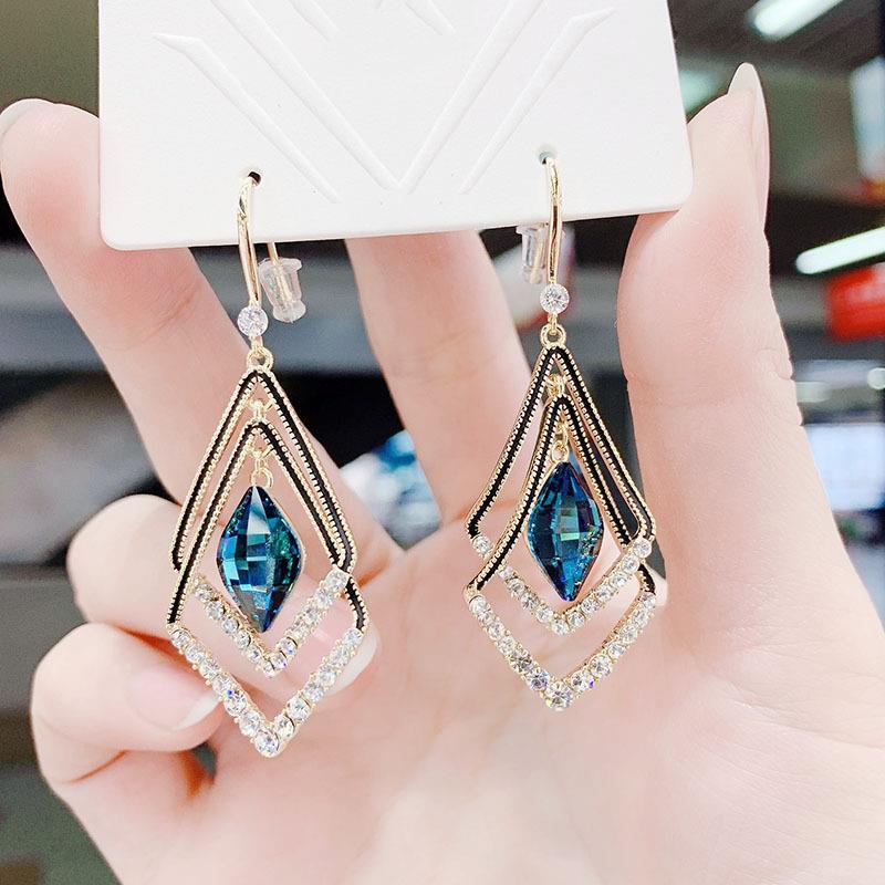 Blue Zircon Tear Drop Dangle Earring